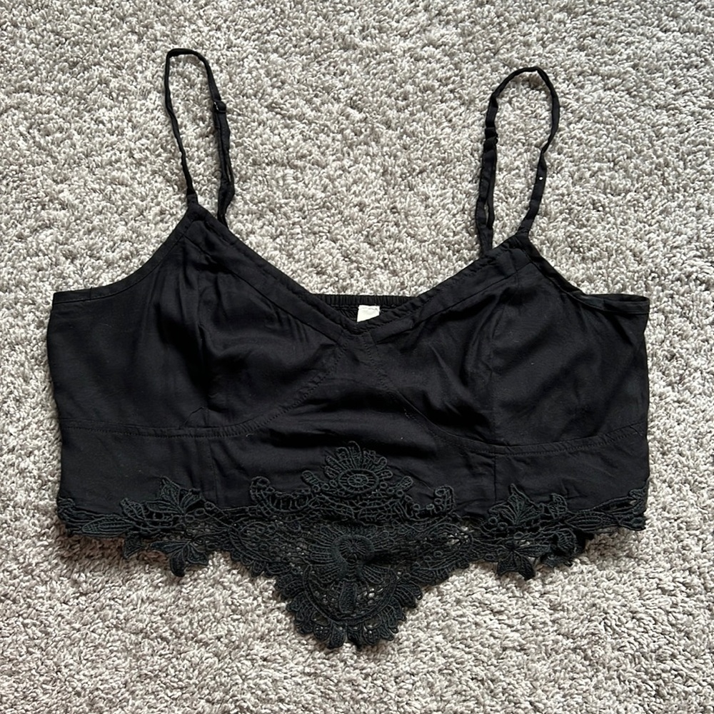 Free People Black Crop Top